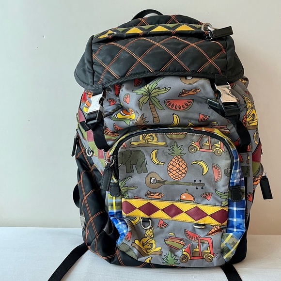 Prada Back Pack Quilted, Nylon, Spring 2017, Multicolor Print - Picture 2 of 16